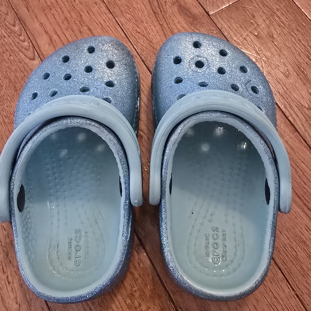 CROCS Kids Glittery Blue Slippers